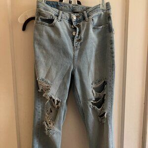 American Eagle Sz 2 Short button fly Light Blue Distressed Skater Ripped Jeans